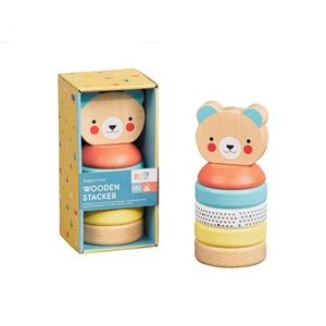 petit collage happy bear wooden stacking toy